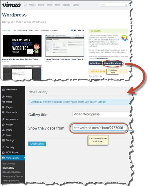 Cara Setting Vimeography