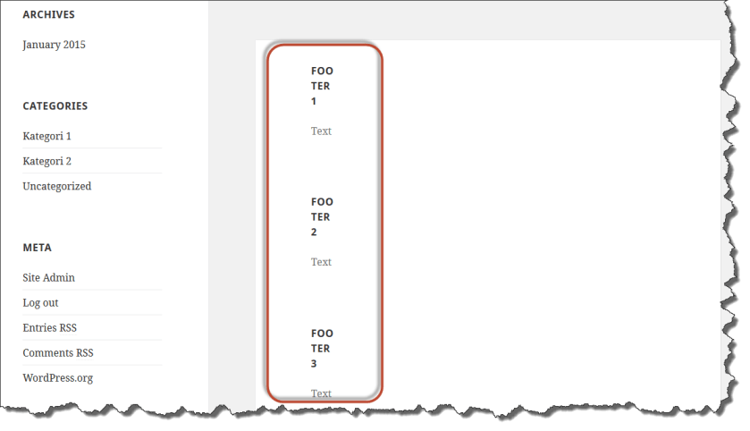 Tampilan Footer Sebelum Pengaturan CSS