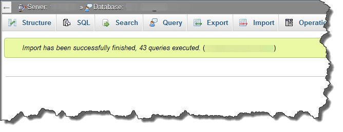 import database berhasil