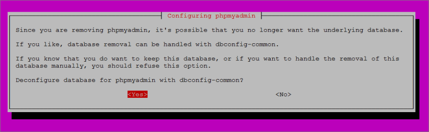 deconfigure-database-phpmyadmin