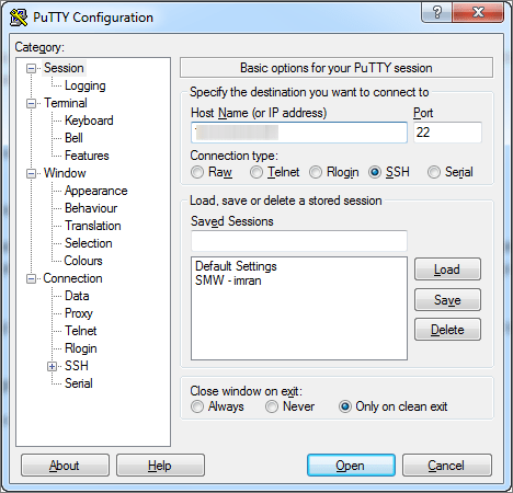 new-putty-login-session