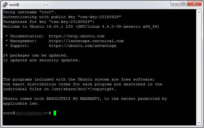 putty-login-berhasil