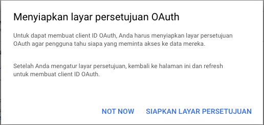 Layar Persetujuan OAuth