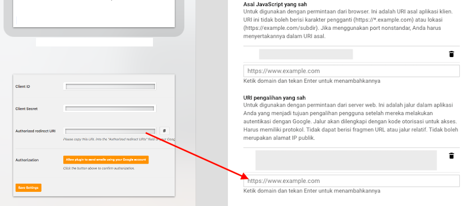 Copy Authorized Redirect URI